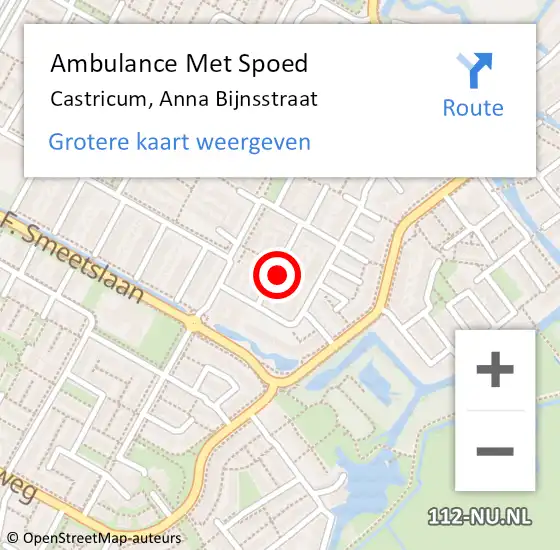 Locatie op kaart van de 112 melding: Ambulance Met Spoed Naar Castricum, Anna Bijnsstraat op 7 juli 2023 05:52