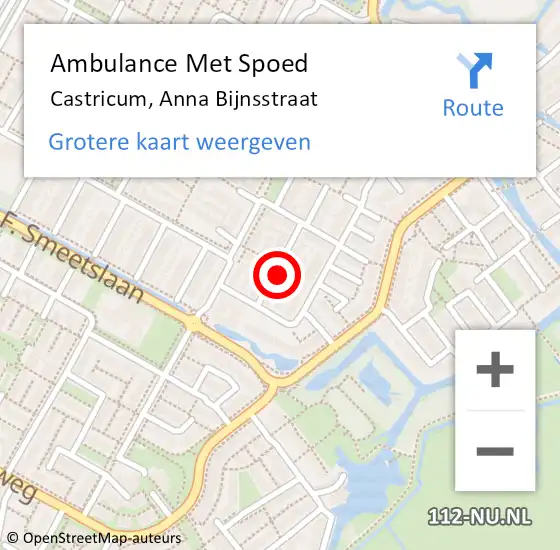 Locatie op kaart van de 112 melding: Ambulance Met Spoed Naar Castricum, Anna Bijnsstraat op 7 juli 2023 06:01