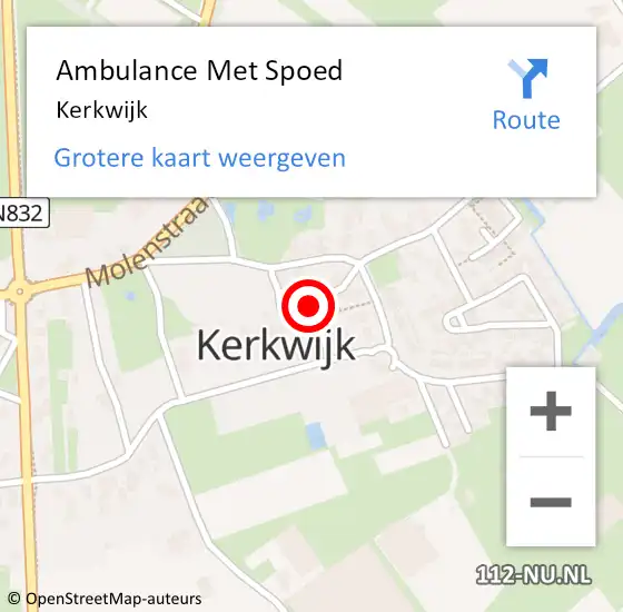 Locatie op kaart van de 112 melding: Ambulance Met Spoed Naar Kerkwijk op 7 juli 2023 06:17