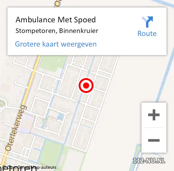 Locatie op kaart van de 112 melding: Ambulance Met Spoed Naar Stompetoren, Binnenkruier op 7 juli 2023 06:49