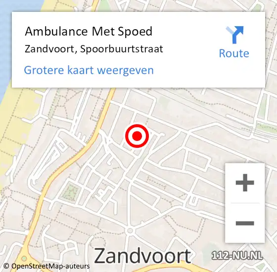 Locatie op kaart van de 112 melding: Ambulance Met Spoed Naar Zandvoort, Spoorbuurtstraat op 7 juli 2023 06:53