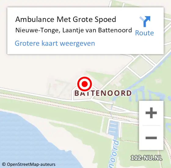 Locatie op kaart van de 112 melding: Ambulance Met Grote Spoed Naar Nieuwe-Tonge, Laantje van Battenoord op 7 juli 2023 07:00