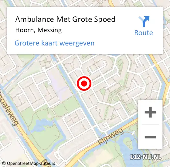 Locatie op kaart van de 112 melding: Ambulance Met Grote Spoed Naar Hoorn, Messing op 7 juli 2023 07:23