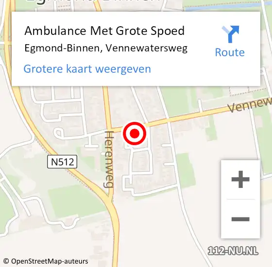 Locatie op kaart van de 112 melding: Ambulance Met Grote Spoed Naar Egmond-Binnen, Vennewatersweg op 7 juli 2023 08:48