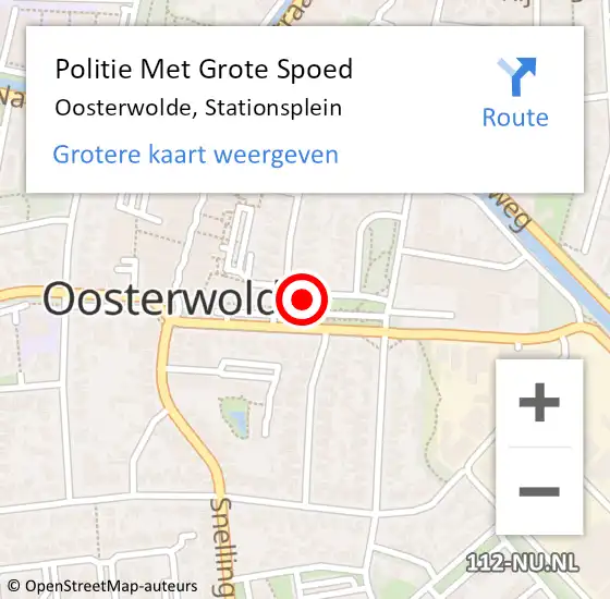 Locatie op kaart van de 112 melding: Politie Met Grote Spoed Naar Oosterwolde, Stationsplein op 7 juli 2023 08:51