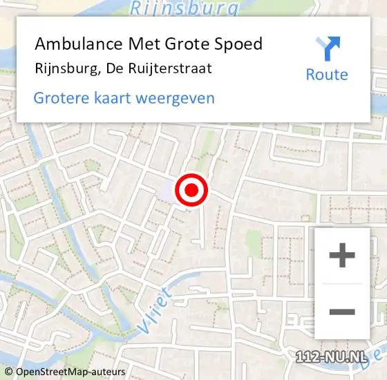 Locatie op kaart van de 112 melding: Ambulance Met Grote Spoed Naar Rijnsburg, De Ruijterstraat op 7 juli 2023 09:07