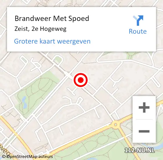 Locatie op kaart van de 112 melding: Brandweer Met Spoed Naar Zeist, 2e Hogeweg op 7 juli 2023 09:13