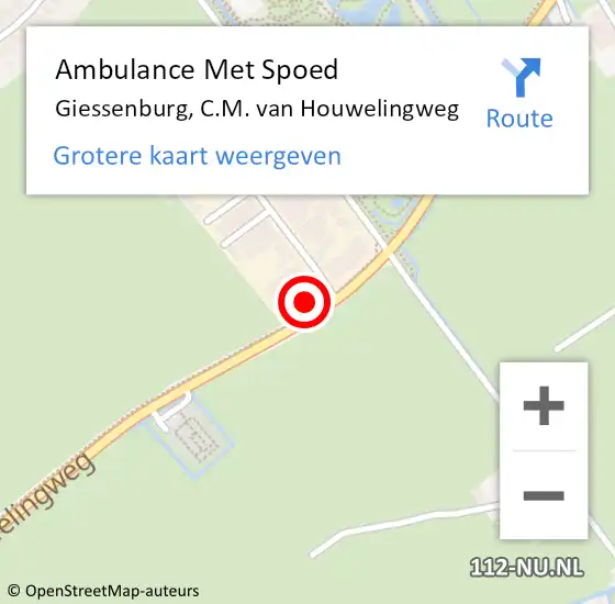 Locatie op kaart van de 112 melding: Ambulance Met Spoed Naar Giessenburg, C.M. van Houwelingweg op 7 juli 2023 09:20