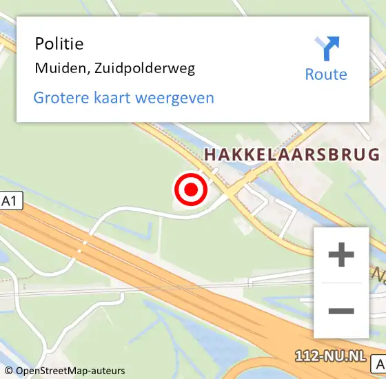 Locatie op kaart van de 112 melding: Politie Muiden, Zuidpolderweg op 7 juli 2023 09:24