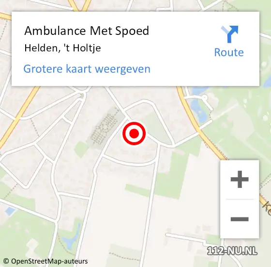 Locatie op kaart van de 112 melding: Ambulance Met Spoed Naar Helden, 't Holtje op 31 augustus 2014 19:38