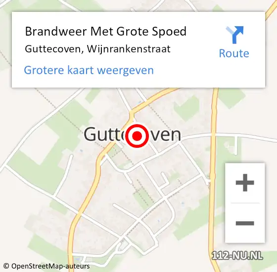 Locatie op kaart van de 112 melding: Brandweer Met Grote Spoed Naar Guttecoven, Wijnrankenstraat op 7 juli 2023 09:40