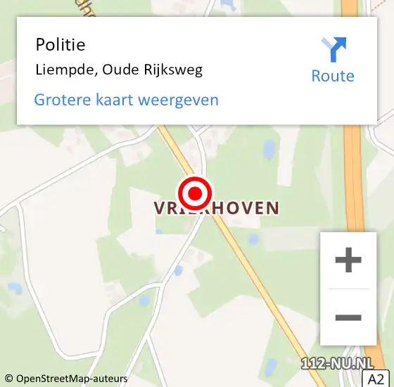 Locatie op kaart van de 112 melding: Politie Liempde, Oude Rijksweg op 7 juli 2023 09:54