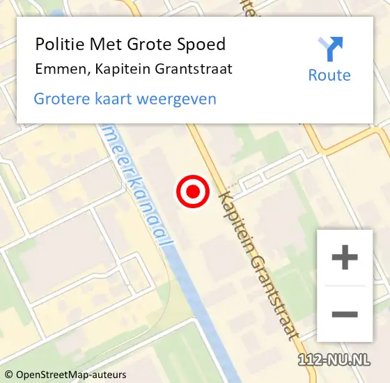 Locatie op kaart van de 112 melding: Politie Met Grote Spoed Naar Emmen, Kapitein Grantstraat op 7 juli 2023 09:55