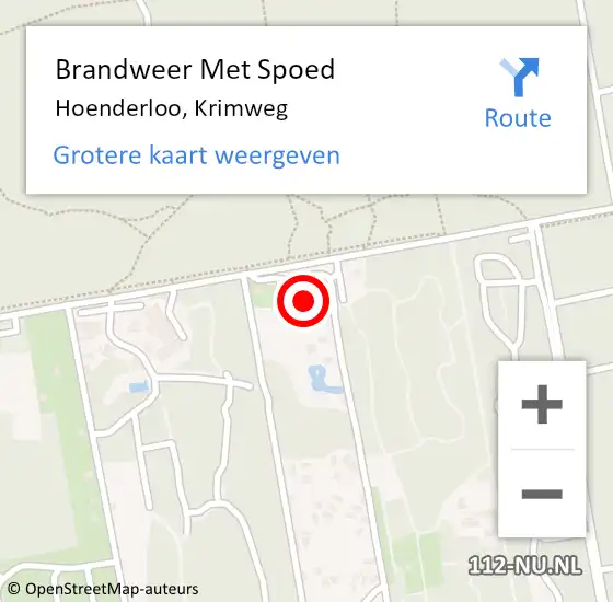 Locatie op kaart van de 112 melding: Brandweer Met Spoed Naar Hoenderloo, Krimweg op 13 oktober 2013 10:03