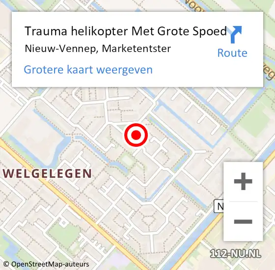 Locatie op kaart van de 112 melding: Trauma helikopter Met Grote Spoed Naar Nieuw-Vennep, Marketentster op 7 juli 2023 10:17