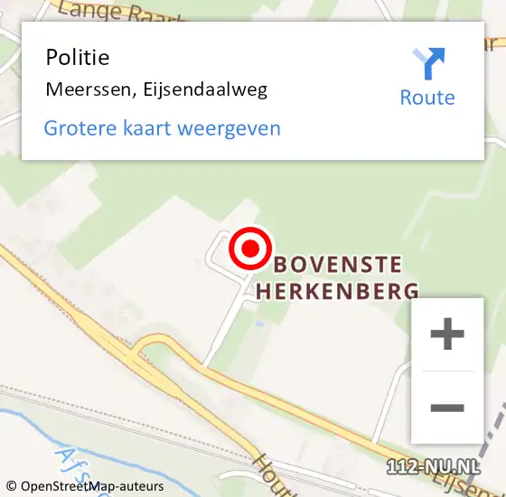 Locatie op kaart van de 112 melding: Politie Meerssen, Eijsendaalweg op 7 juli 2023 10:30