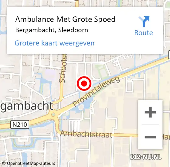 Locatie op kaart van de 112 melding: Ambulance Met Grote Spoed Naar Bergambacht, Sleedoorn op 7 juli 2023 10:31