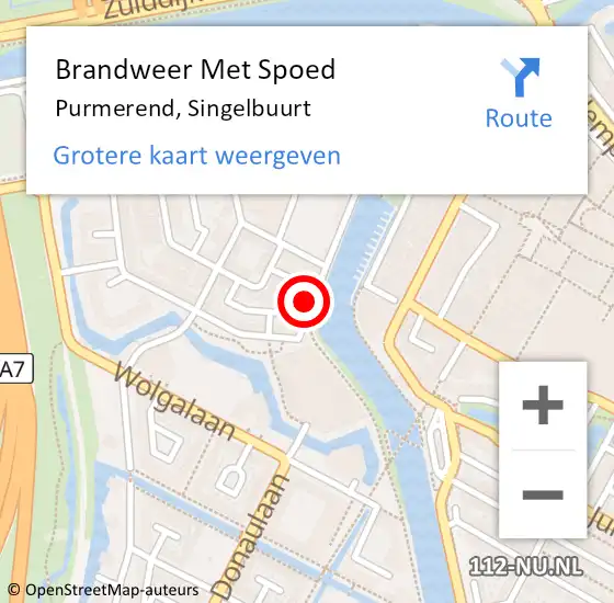 Locatie op kaart van de 112 melding: Brandweer Met Spoed Naar Purmerend, Singelbuurt op 7 juli 2023 10:55