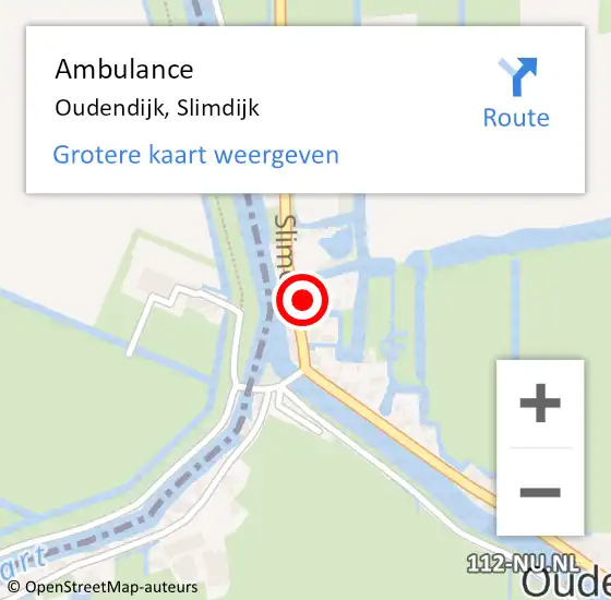 Locatie op kaart van de 112 melding: Ambulance Oudendijk, Slimdijk op 7 juli 2023 10:56