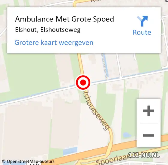 Locatie op kaart van de 112 melding: Ambulance Met Grote Spoed Naar Elshout, Elshoutseweg op 31 augustus 2014 19:52