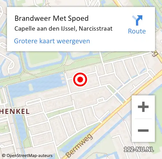 Locatie op kaart van de 112 melding: Brandweer Met Spoed Naar Capelle aan den IJssel, Narcisstraat op 7 juli 2023 11:05