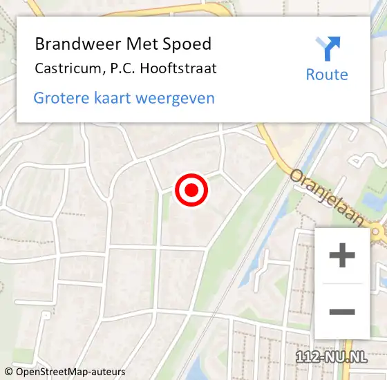 Locatie op kaart van de 112 melding: Brandweer Met Spoed Naar Castricum, P.C. Hooftstraat op 7 juli 2023 11:12