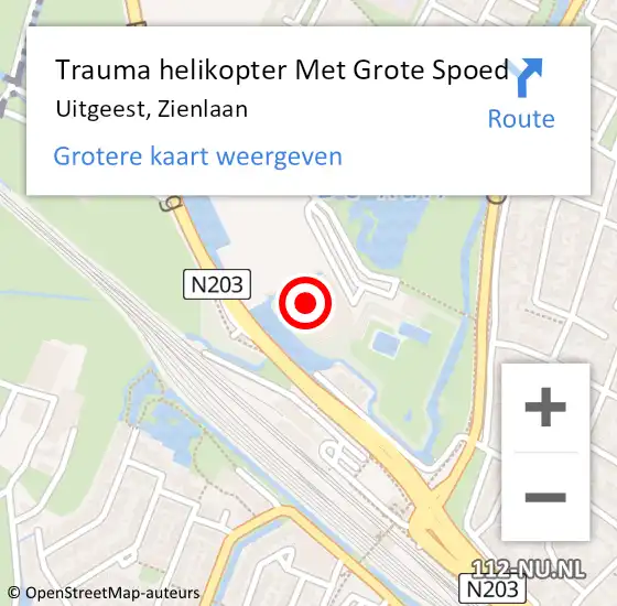Locatie op kaart van de 112 melding: Trauma helikopter Met Grote Spoed Naar Uitgeest, Zienlaan op 7 juli 2023 11:22