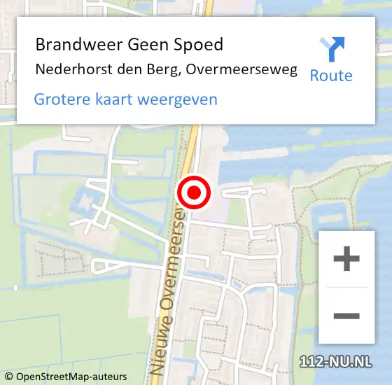 Locatie op kaart van de 112 melding: Brandweer Geen Spoed Naar Nederhorst den Berg, Overmeerseweg op 31 augustus 2014 19:59