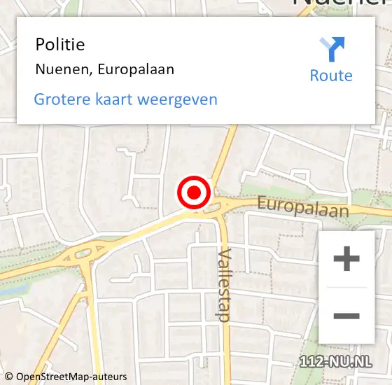 Locatie op kaart van de 112 melding: Politie Nuenen, Europalaan op 7 juli 2023 11:55