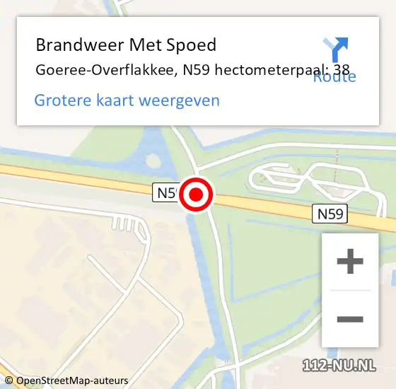 Locatie op kaart van de 112 melding: Brandweer Met Spoed Naar Goeree-Overflakkee, N59 hectometerpaal: 38 op 7 juli 2023 12:02