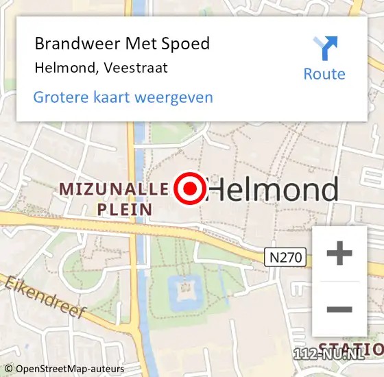 Locatie op kaart van de 112 melding: Brandweer Met Spoed Naar Helmond, Veestraat op 7 juli 2023 12:13