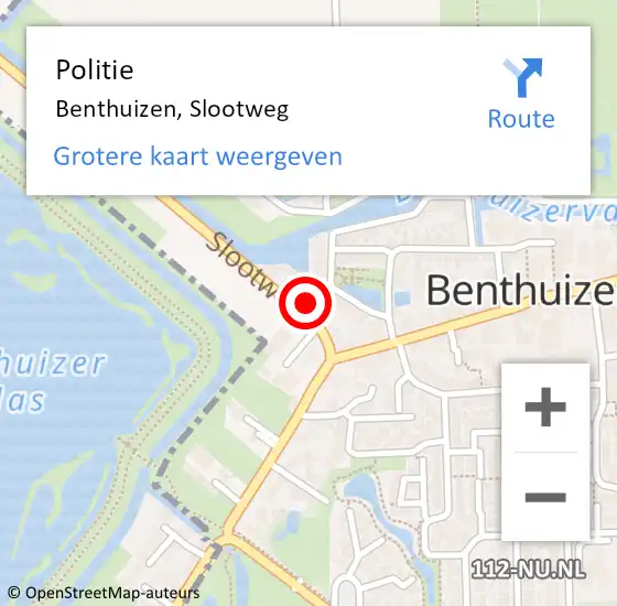 Locatie op kaart van de 112 melding: Politie Benthuizen, Slootweg op 7 juli 2023 12:18