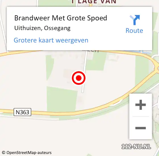 Locatie op kaart van de 112 melding: Brandweer Met Grote Spoed Naar Uithuizen, Ossegang op 7 juli 2023 12:19