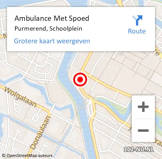 Locatie op kaart van de 112 melding: Ambulance Met Spoed Naar Purmerend, Schoolplein op 7 juli 2023 12:22