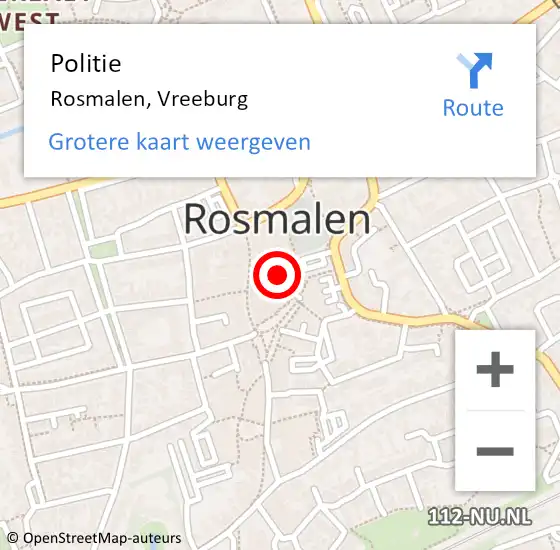 Locatie op kaart van de 112 melding: Politie Rosmalen, Vreeburg op 7 juli 2023 12:38