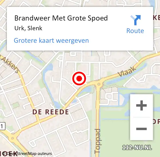 Locatie op kaart van de 112 melding: Brandweer Met Grote Spoed Naar Urk, Slenk op 7 juli 2023 12:40