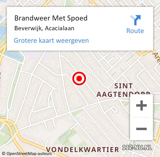 Locatie op kaart van de 112 melding: Brandweer Met Spoed Naar Beverwijk, Acacialaan op 7 juli 2023 12:42