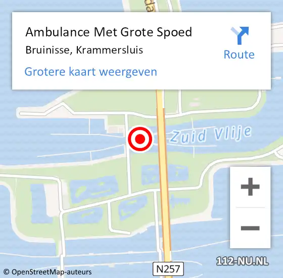 Locatie op kaart van de 112 melding: Ambulance Met Grote Spoed Naar Bruinisse, Krammersluis op 7 juli 2023 13:01