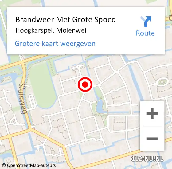 Locatie op kaart van de 112 melding: Brandweer Met Grote Spoed Naar Hoogkarspel, Molenwei op 7 juli 2023 13:20