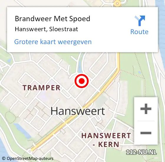 Locatie op kaart van de 112 melding: Brandweer Met Spoed Naar Hansweert, Sloestraat op 7 juli 2023 13:26