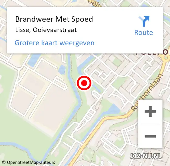 Locatie op kaart van de 112 melding: Brandweer Met Spoed Naar Lisse, Ooievaarstraat op 7 juli 2023 13:37