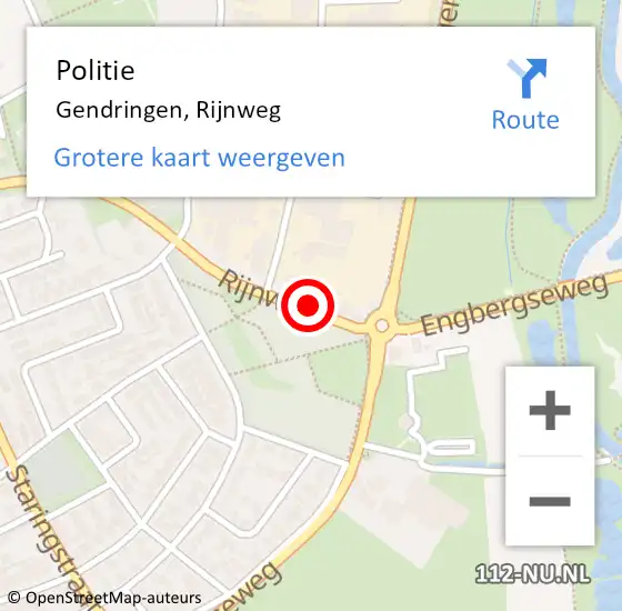 Locatie op kaart van de 112 melding: Politie Gendringen, Rijnweg op 7 juli 2023 13:40