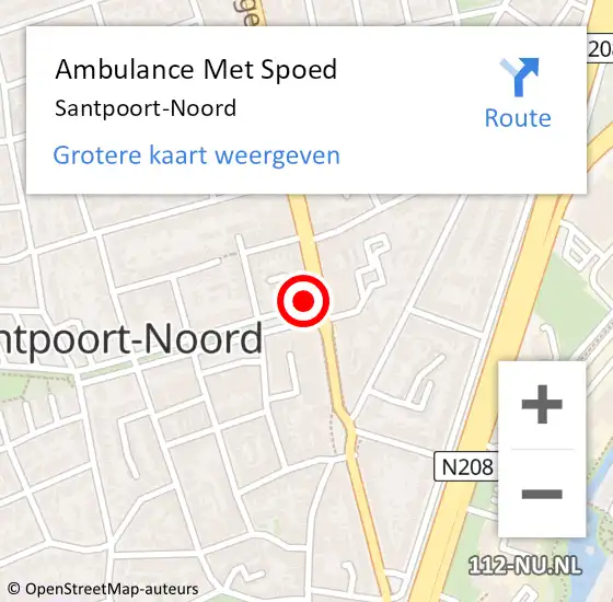 Locatie op kaart van de 112 melding: Ambulance Met Spoed Naar Santpoort-Noord op 7 juli 2023 13:44