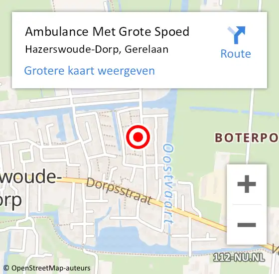 Locatie op kaart van de 112 melding: Ambulance Met Grote Spoed Naar Hazerswoude-Dorp, Gerelaan op 7 juli 2023 13:53