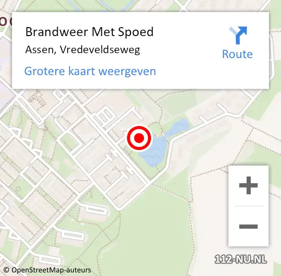 Locatie op kaart van de 112 melding: Brandweer Met Spoed Naar Assen, Vredeveldseweg op 7 juli 2023 14:03