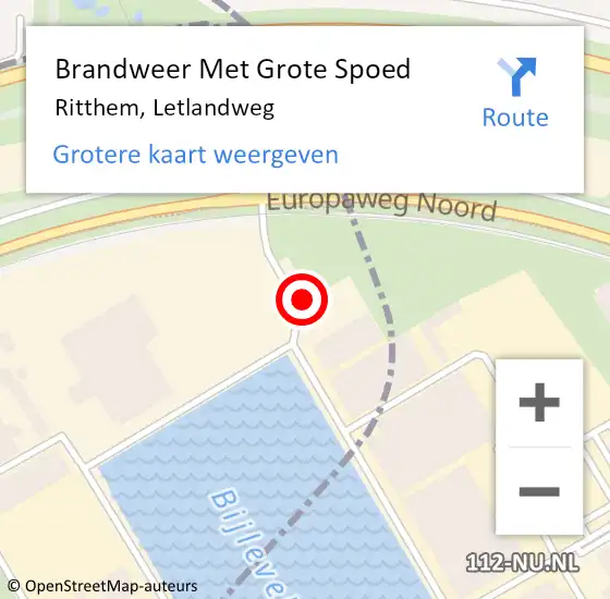 Locatie op kaart van de 112 melding: Brandweer Met Grote Spoed Naar Ritthem, Letlandweg op 7 juli 2023 14:07