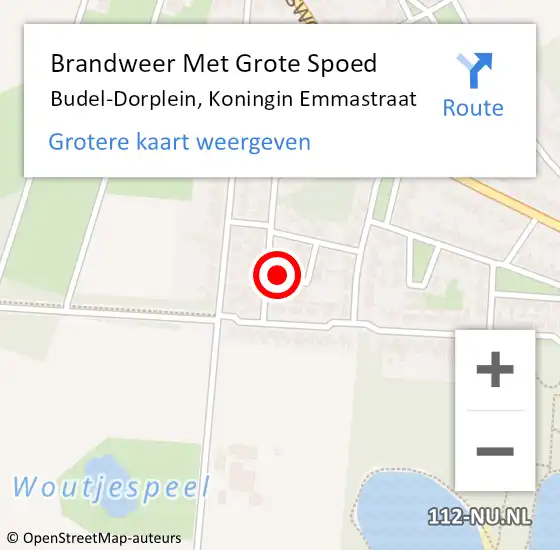 Locatie op kaart van de 112 melding: Brandweer Met Grote Spoed Naar Budel-Dorplein, Koningin Emmastraat op 7 juli 2023 14:07