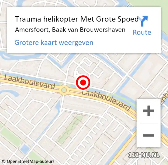 Locatie op kaart van de 112 melding: Trauma helikopter Met Grote Spoed Naar Amersfoort, Baak van Brouwershaven op 7 juli 2023 14:14