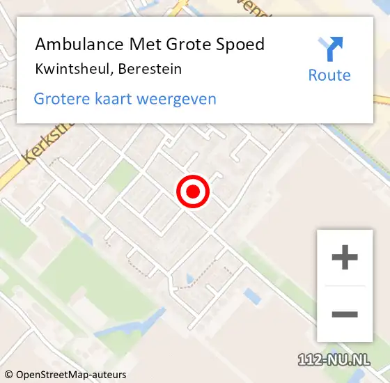 Locatie op kaart van de 112 melding: Ambulance Met Grote Spoed Naar Kwintsheul, Berestein op 7 juli 2023 14:22