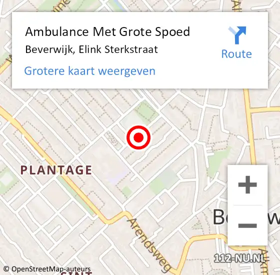 Locatie op kaart van de 112 melding: Ambulance Met Grote Spoed Naar Beverwijk, Elink Sterkstraat op 7 juli 2023 14:46